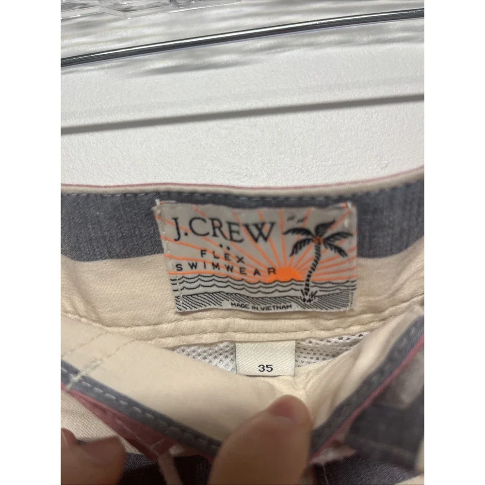 J Crew Board Shorts Mens Size 35 Multicolor Striped Summer Beach‎ Flex Swimwear